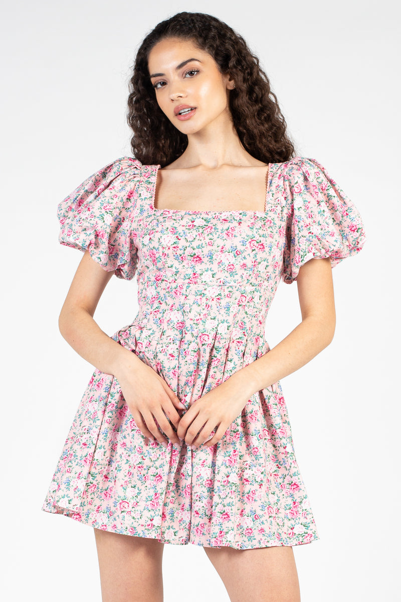 Calliope Floral Mini Dress - honey