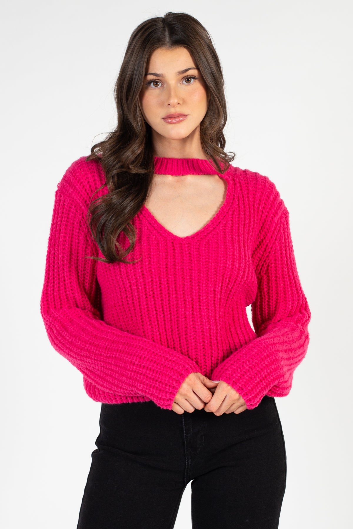 Astrid V-Neck Cut Out Sweater - honey