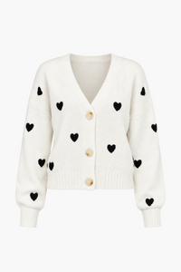 Amora Heart Cropped Cardigan - honey