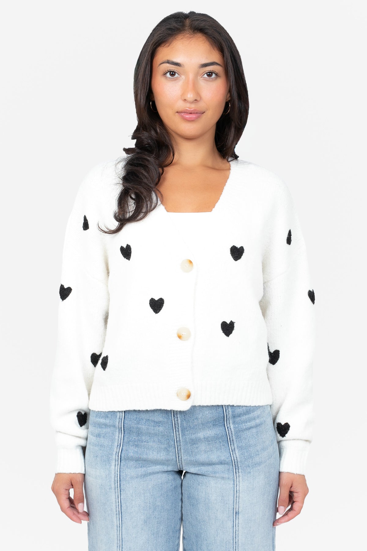 Amora Heart Cropped Cardigan