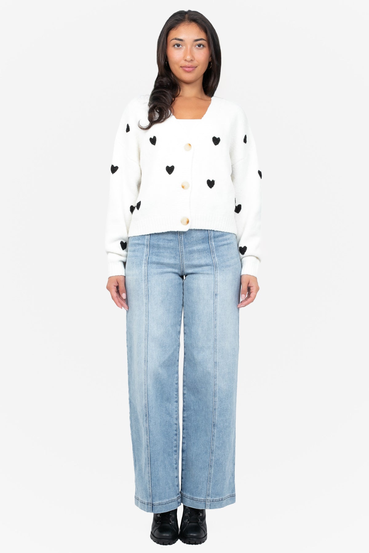 Amora Heart Cropped Cardigan