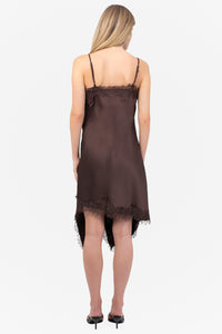 Marlena Satin Lace Trim Midi Dress