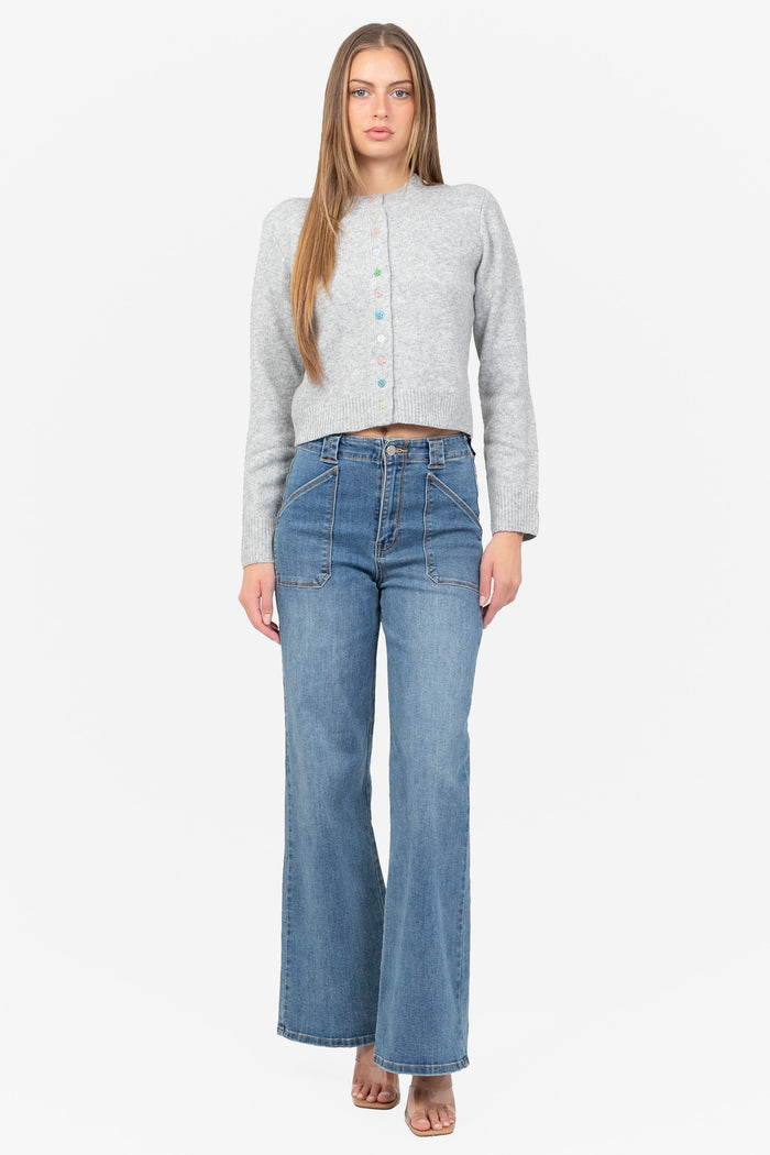Polly Multi Colour Button Knit Cardigan