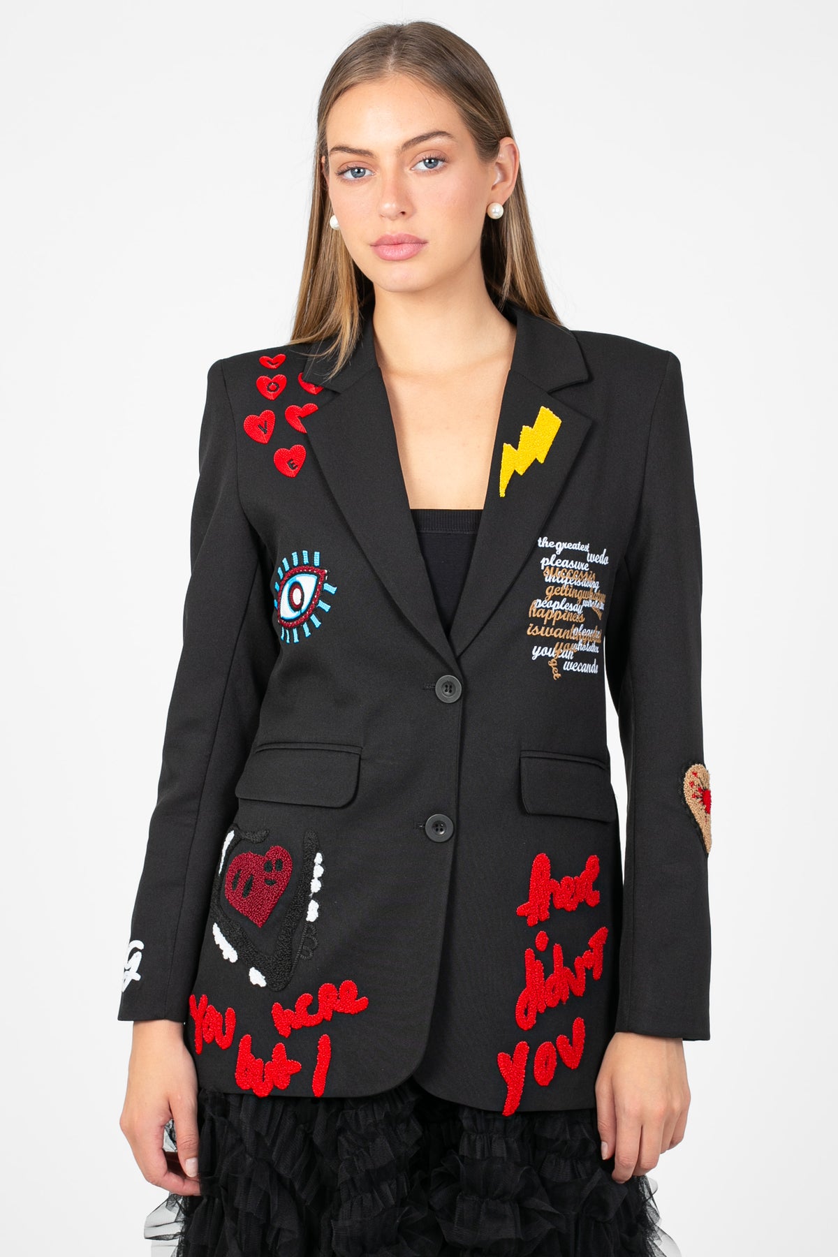 Girl Gang Patchwork Blazer - honey