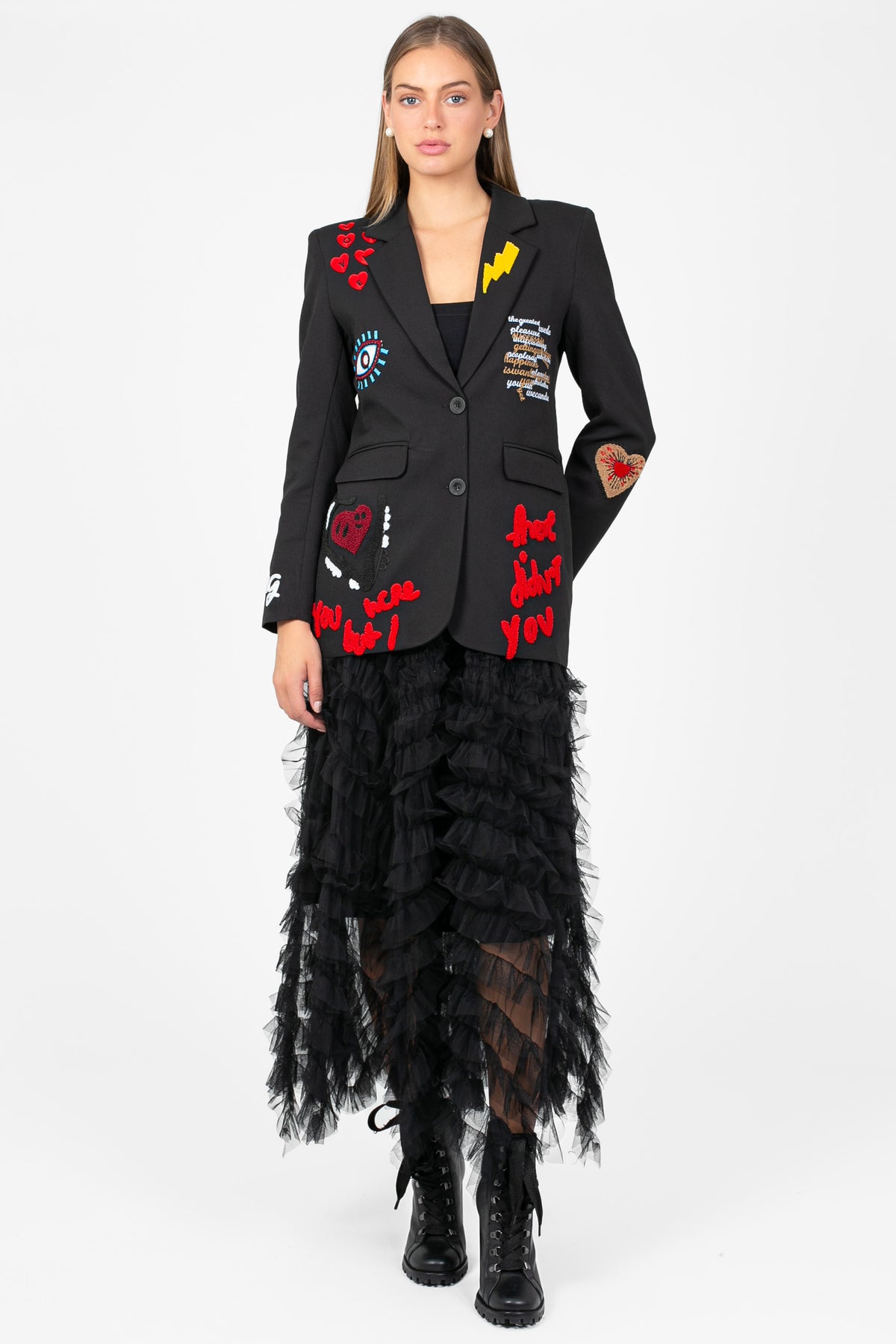 Girl Gang Patchwork Blazer - honey