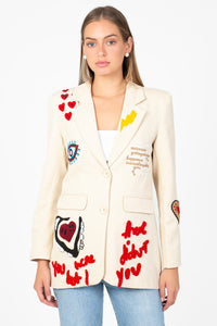 Girl Gang Patchwork Blazer - honey