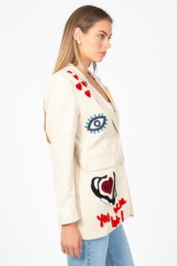 Girl Gang Patchwork Blazer - honey