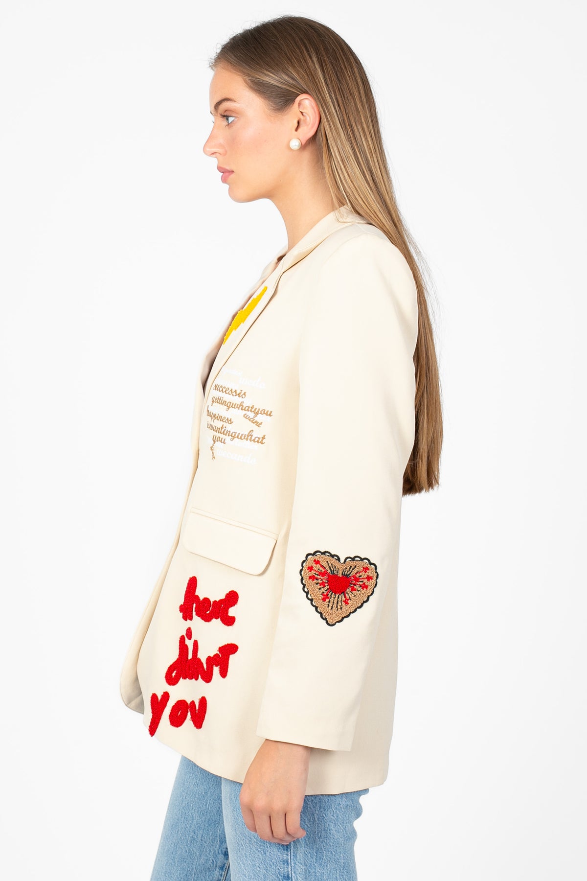 Girl Gang Patchwork Blazer - honey