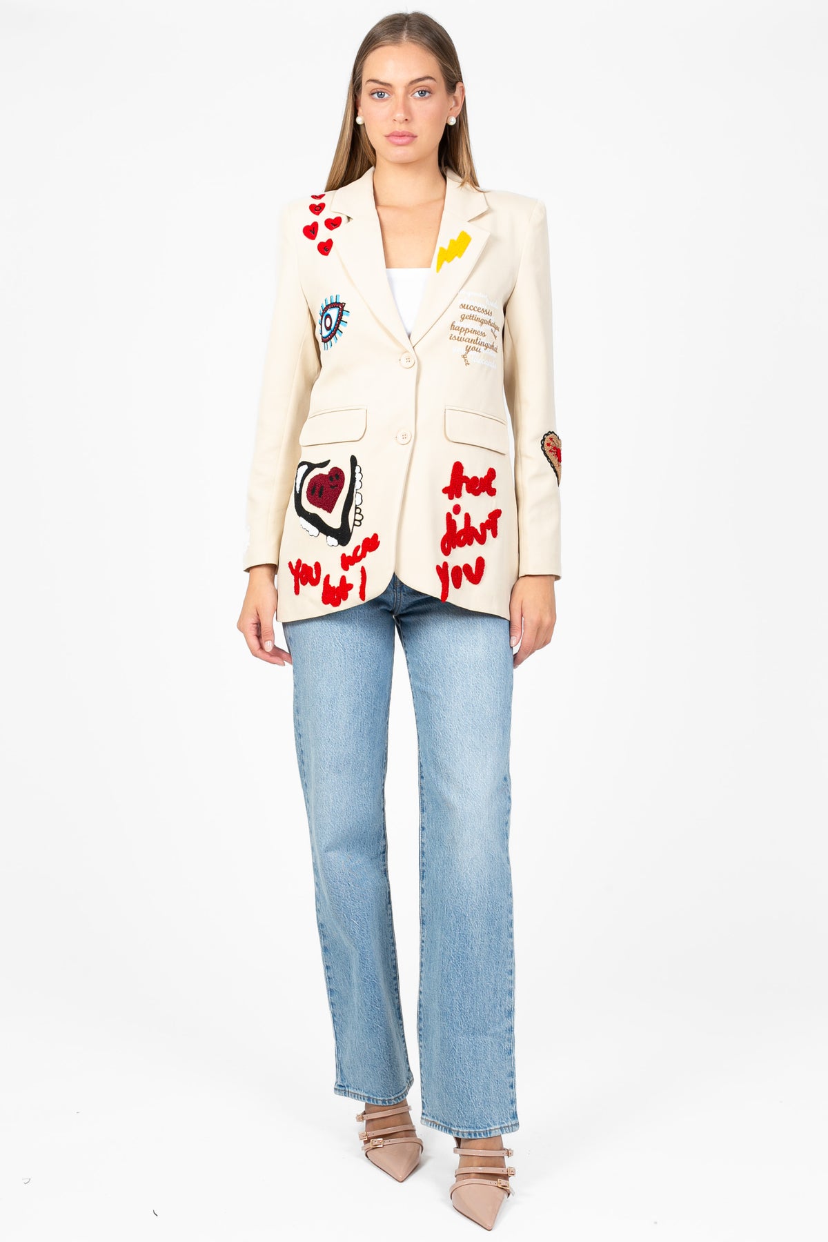 Girl Gang Patchwork Blazer - honey