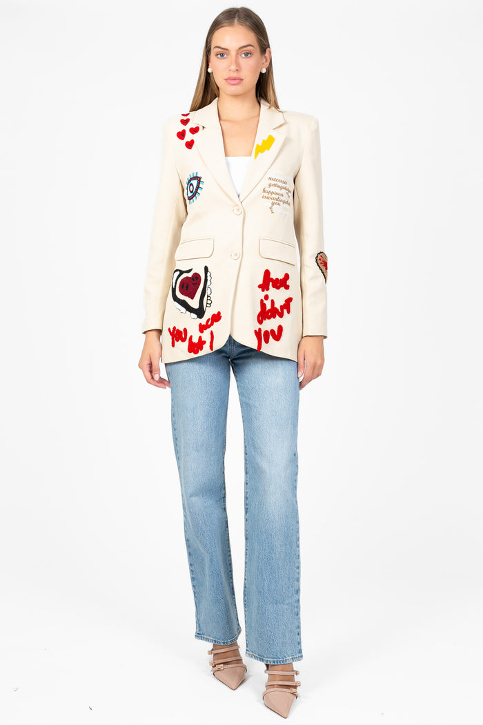 Girl Gang Patchwork Blazer - honey