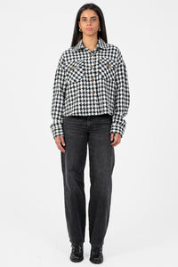 Benedetta Houndstooth Crop Jacket - honey