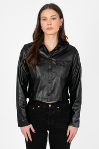 Sammie Vegan Leather Crop Jacket - honey