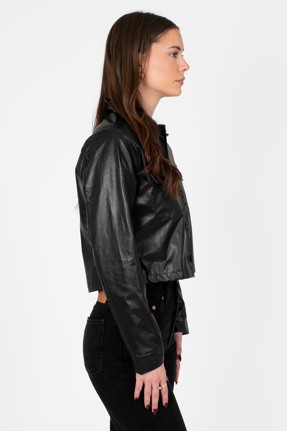 Sammie Vegan Leather Crop Jacket - honey