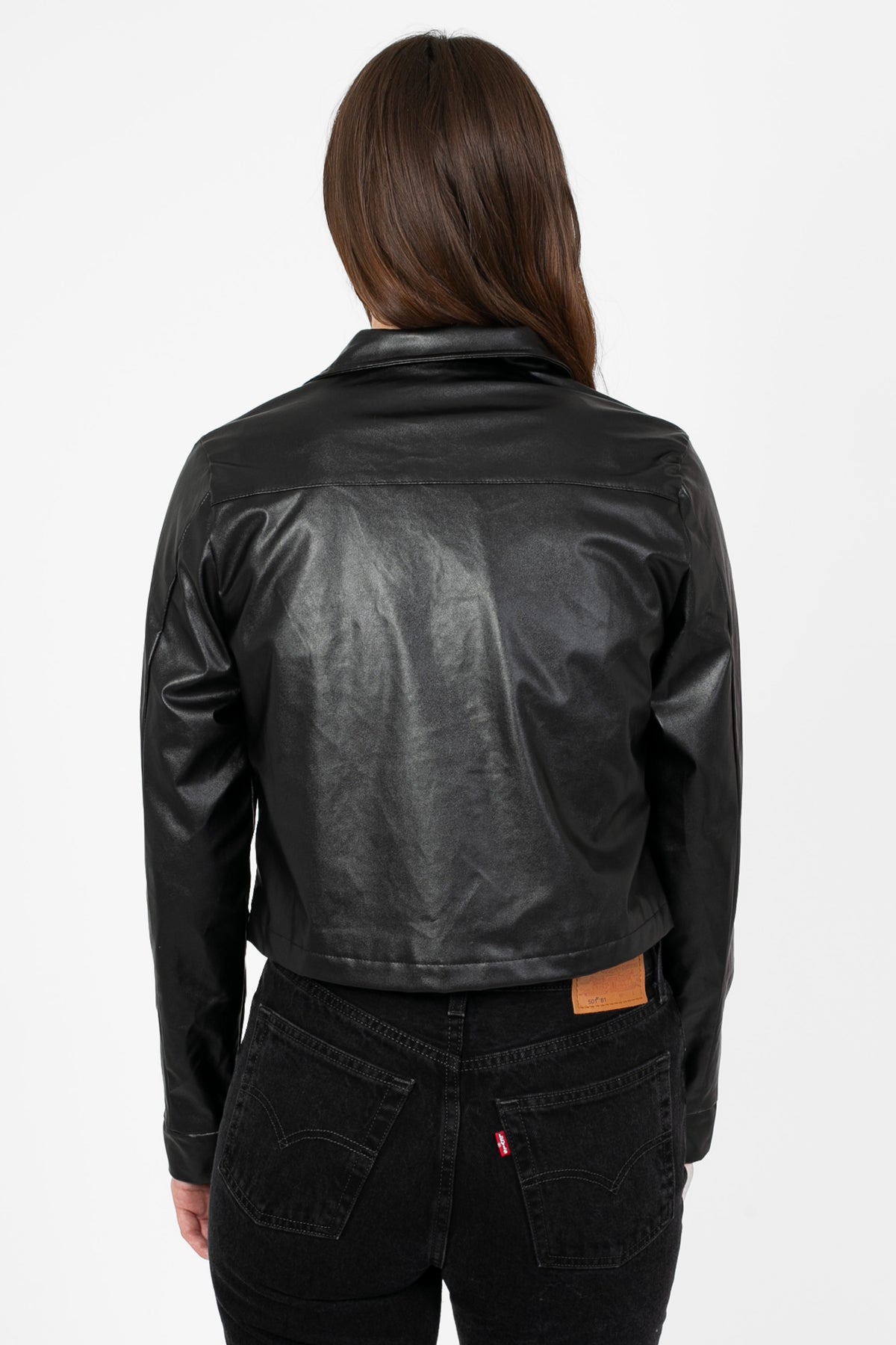 Sammie Vegan Leather Crop Jacket - honey