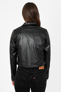 Sammie Vegan Leather Crop Jacket - honey