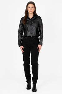 Sammie Vegan Leather Crop Jacket - honey