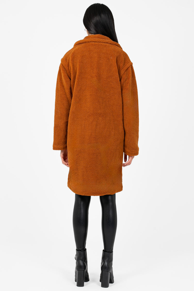 Eldara Teddy Midi Jacket - honey