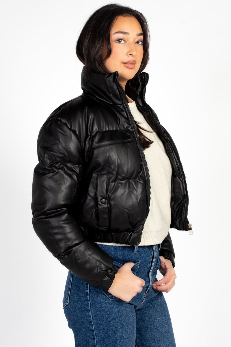 Rebel Faux Leather Bomber Jacket