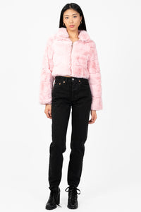 Aviva Striped Faux Fur Jacket - honey