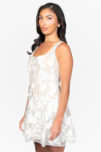 Forever Floral Embellished Mini Dress - honey