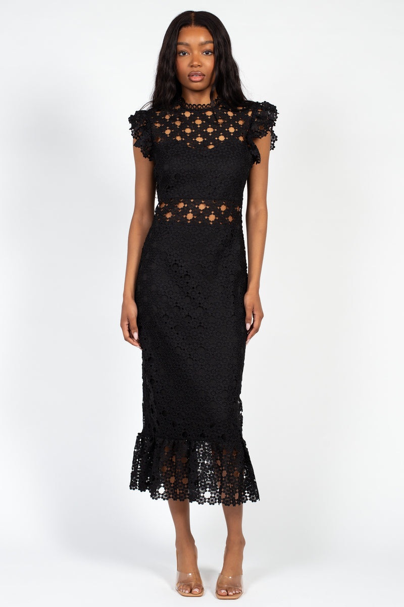 Samantha Lace Trumpet Bottom Midi Dress – honey