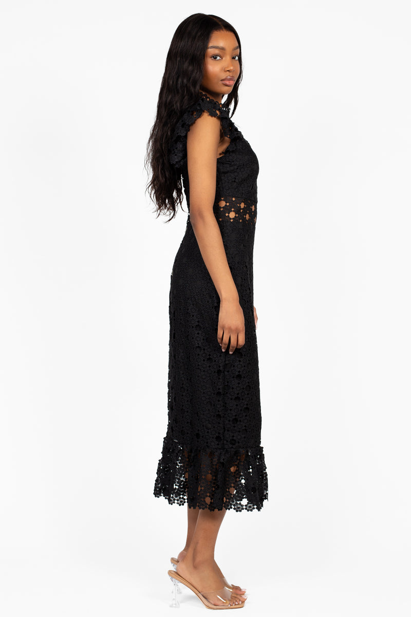 Samantha Lace Trumpet Bottom Midi Dress – honey