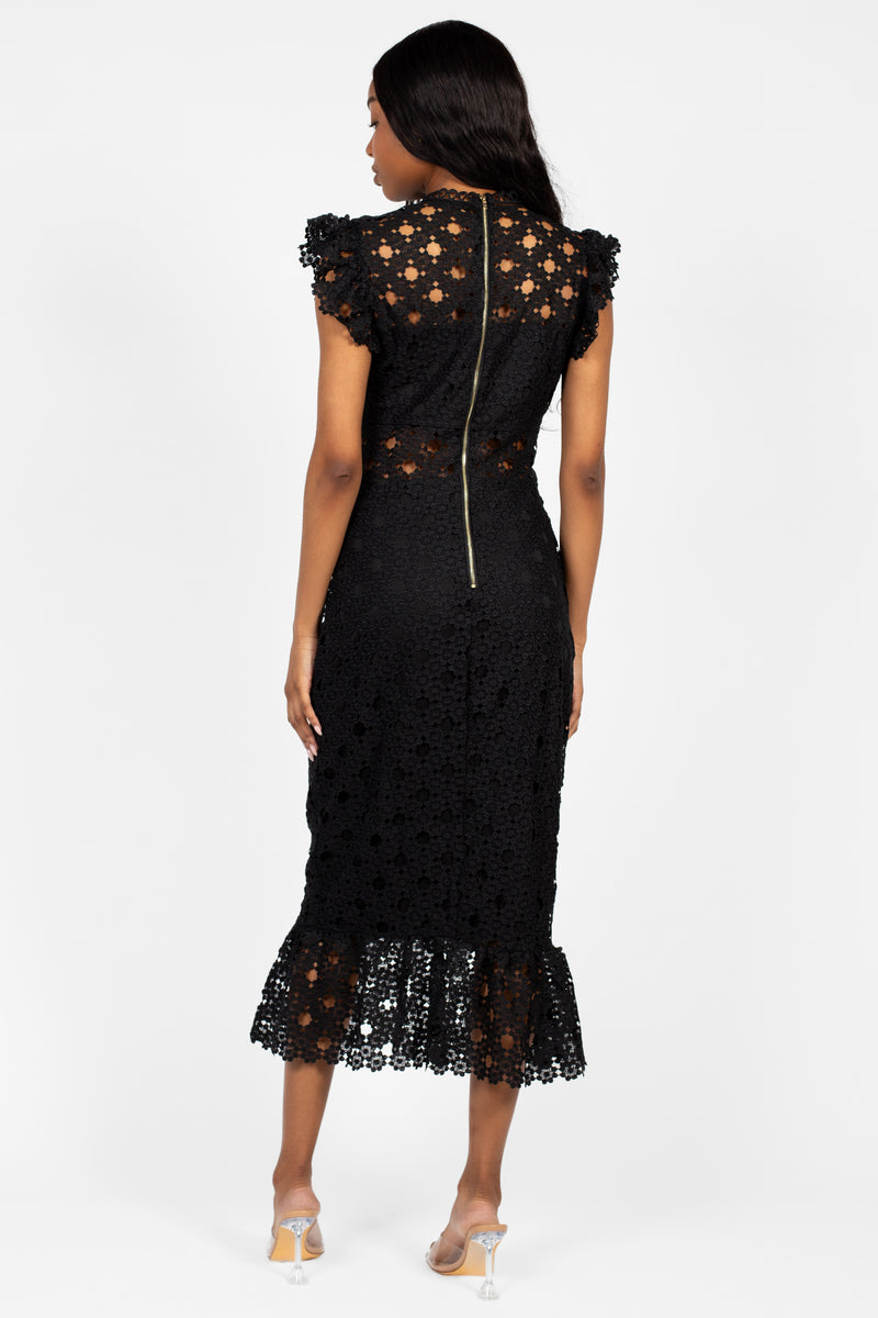 Samantha Lace Trumpet Bottom Midi Dress – honey
