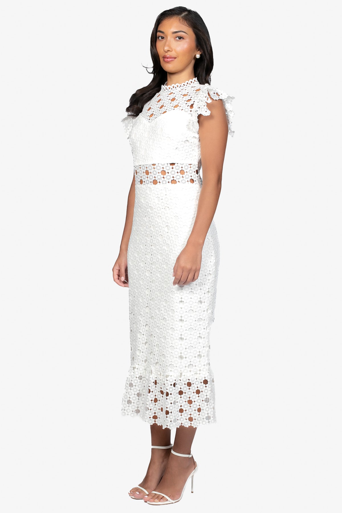 Samantha Lace Trumpet Bottom Midi Dress - honey