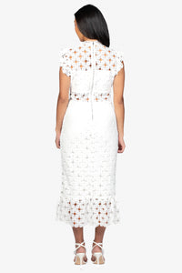 Samantha Lace Trumpet Bottom Midi Dress - honey