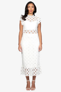 Samantha Lace Trumpet Bottom Midi Dress - honey
