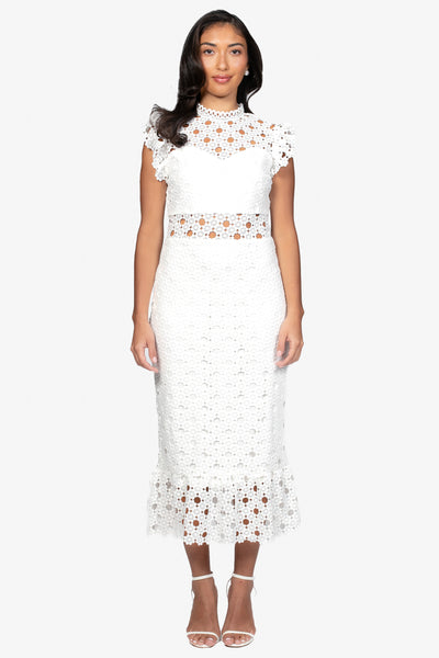 Samantha Lace Trumpet Bottom Midi Dress – honey