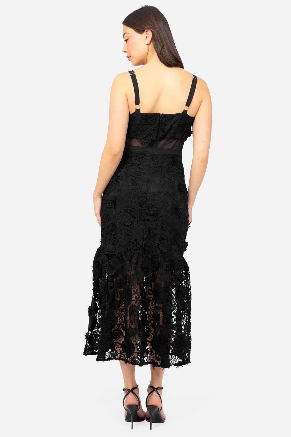 Talula Lace Mesh Midi Dress - honey