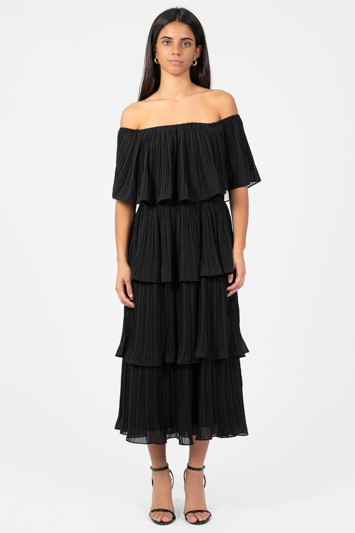Marianne Pleated Midi Dress - honey