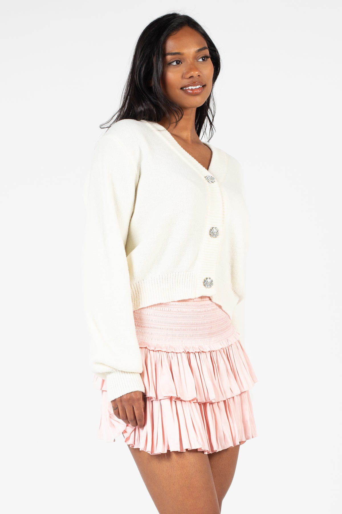 Evangeline Smocked Layer Mini Skirt