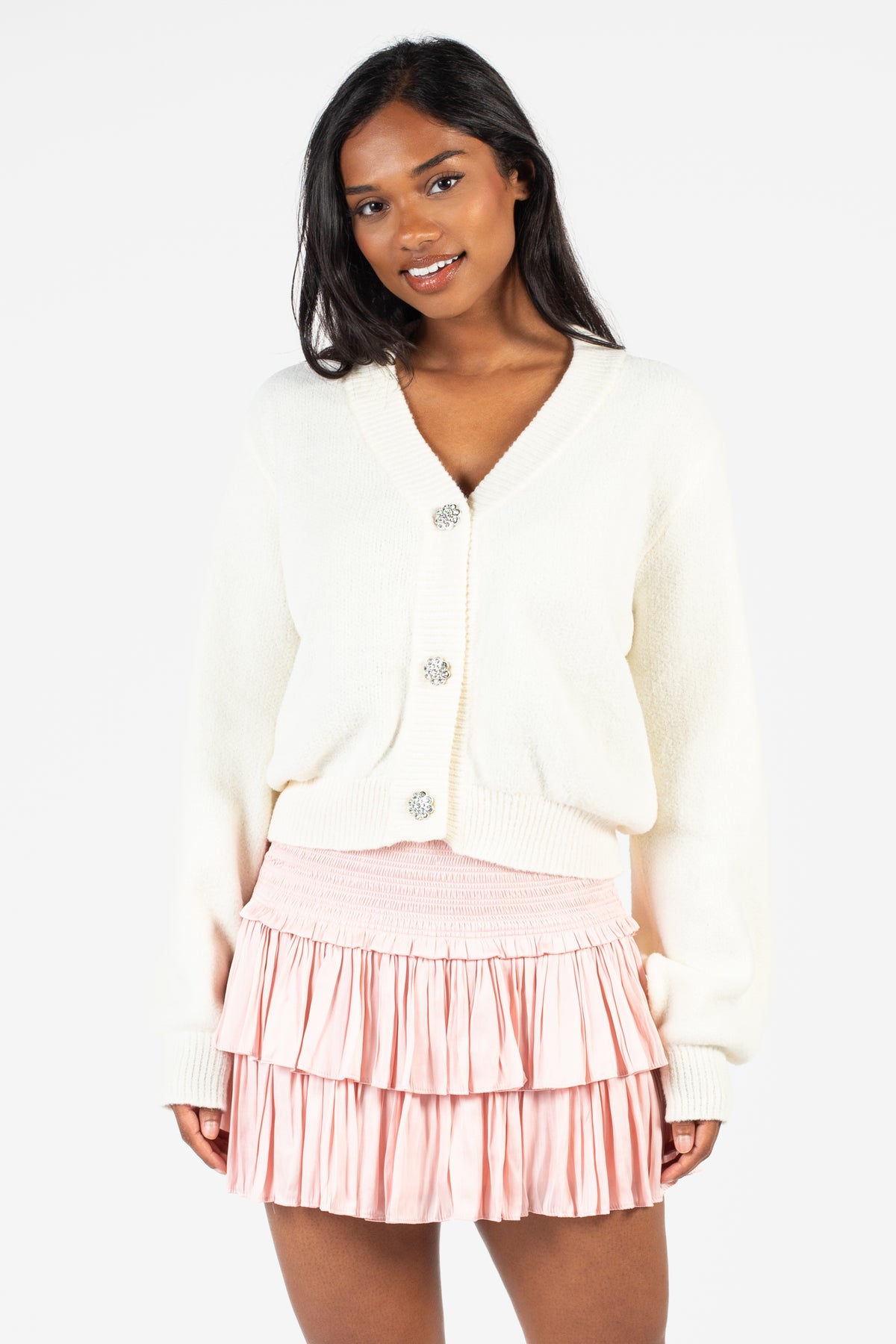 Evangeline Smocked Layer Mini Skirt