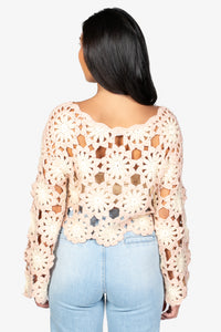 Paloma Floral Crochet Sweater - honey