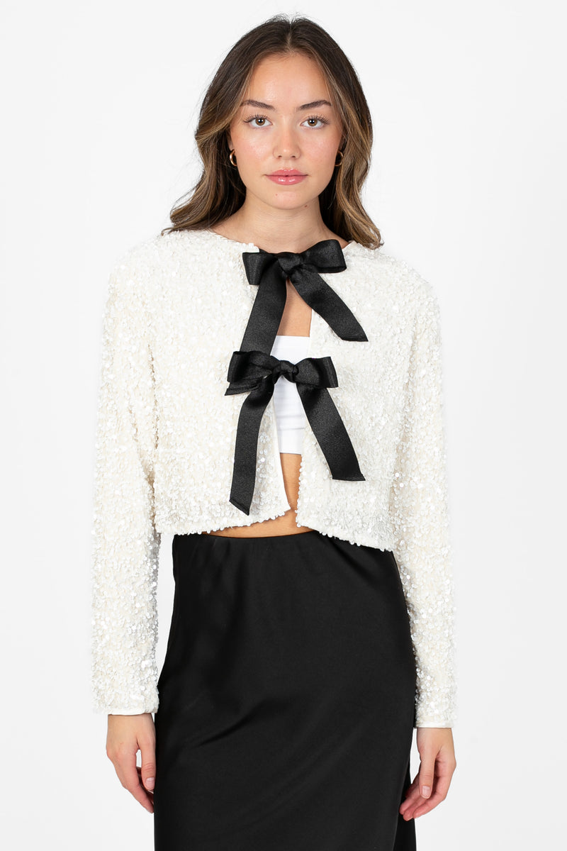 Isabel Bow Tie Front Jacket - honey