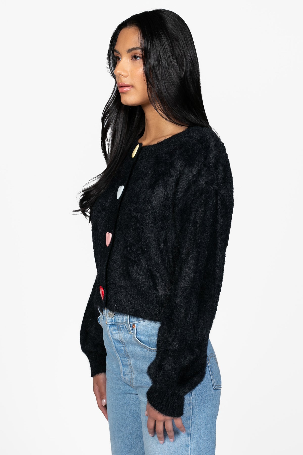 Love Story Heart Button Cardigan - honey