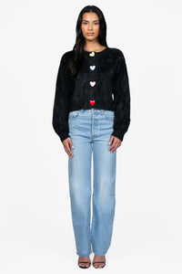 Love Story Heart Button Cardigan - honey