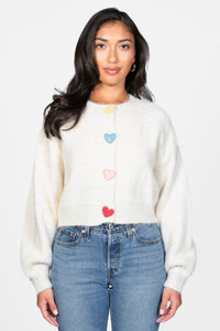 Love Story Heart Button Cardigan - honey