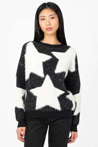 Cosmic Girl Fuzzy Star Sweater - honey