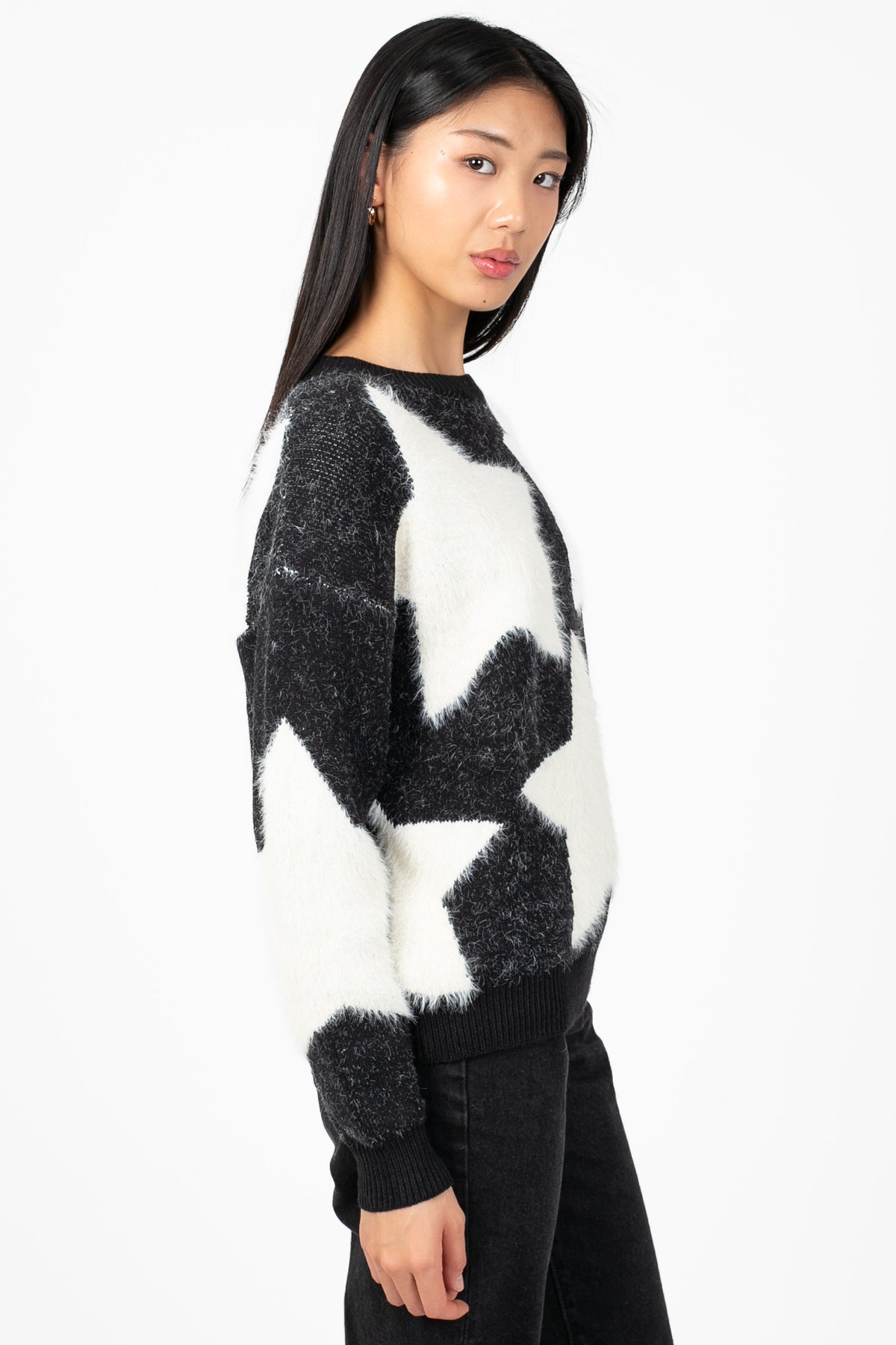 Cosmic Girl Fuzzy Star Sweater - honey