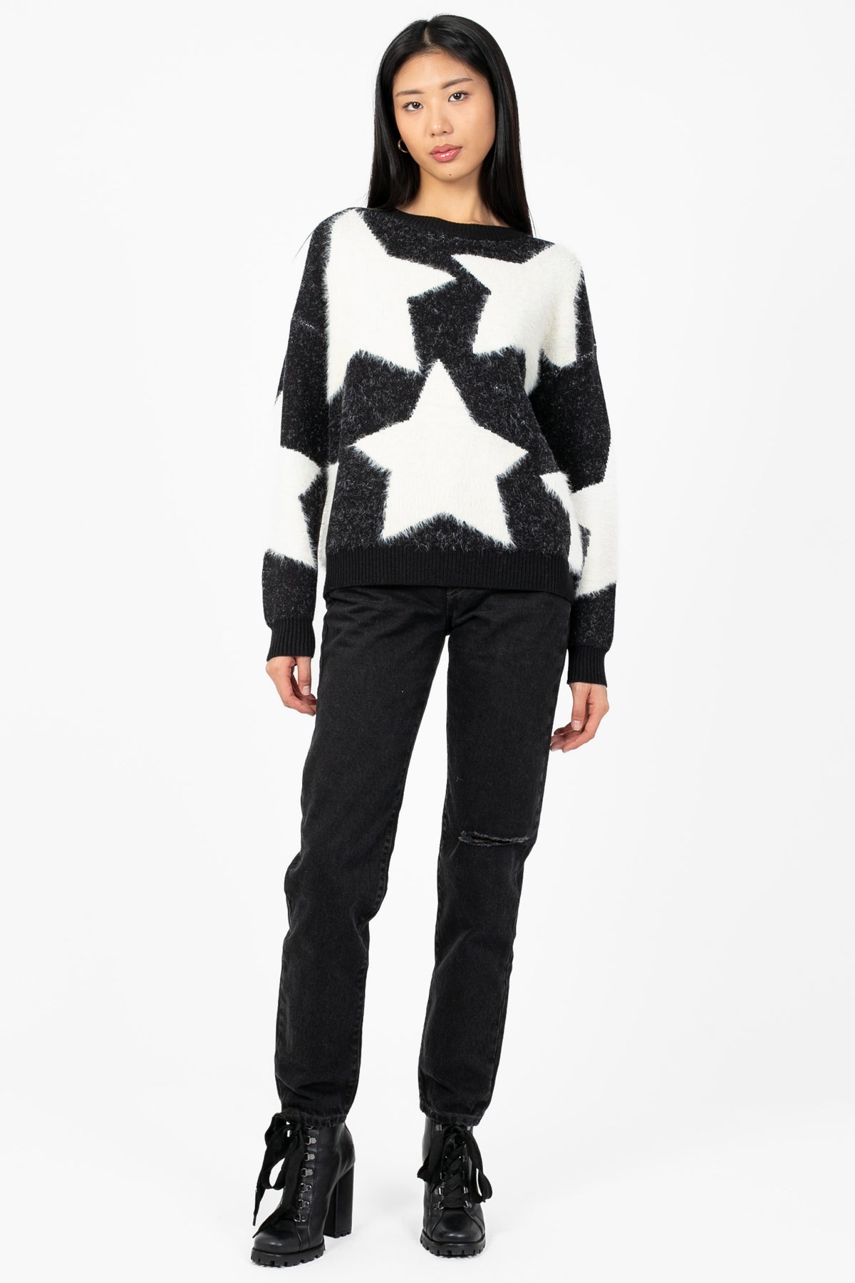 Cosmic Girl Fuzzy Star Sweater - honey