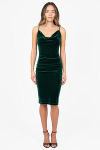 Evie Velvet Fitted Midi Dress - honey