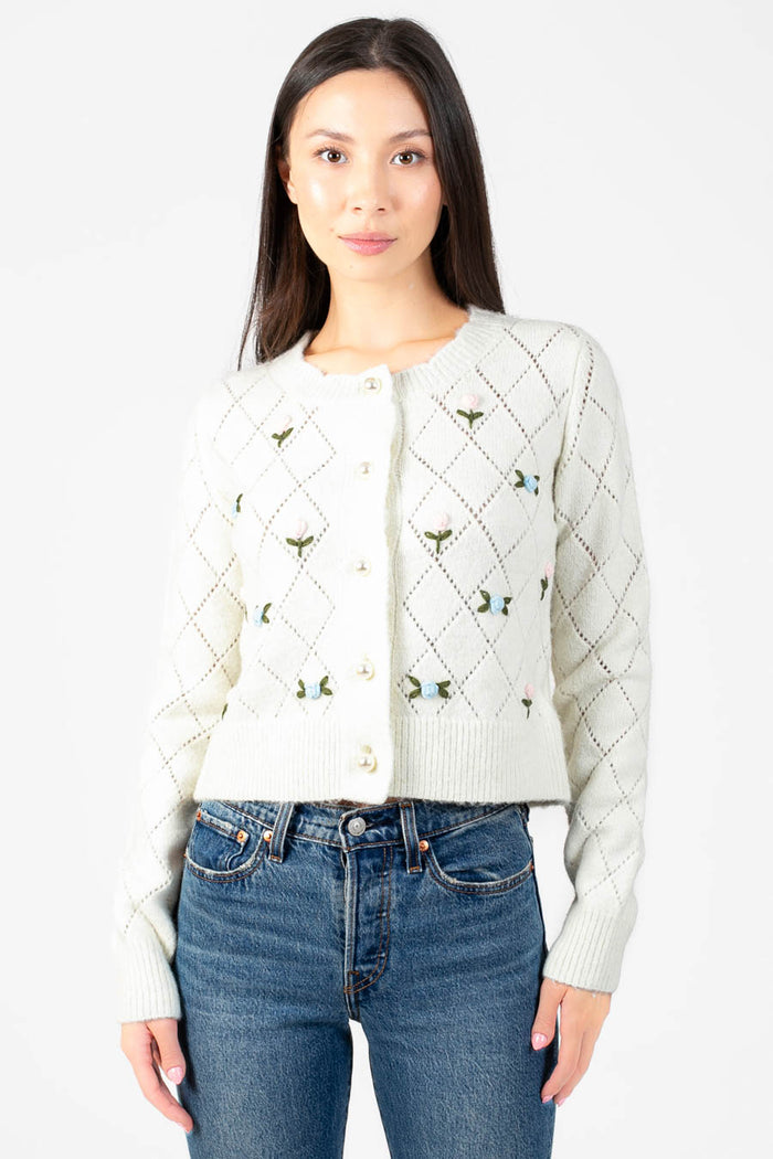 Lyla + Luxe® Lacey Rose Cardigan - honey