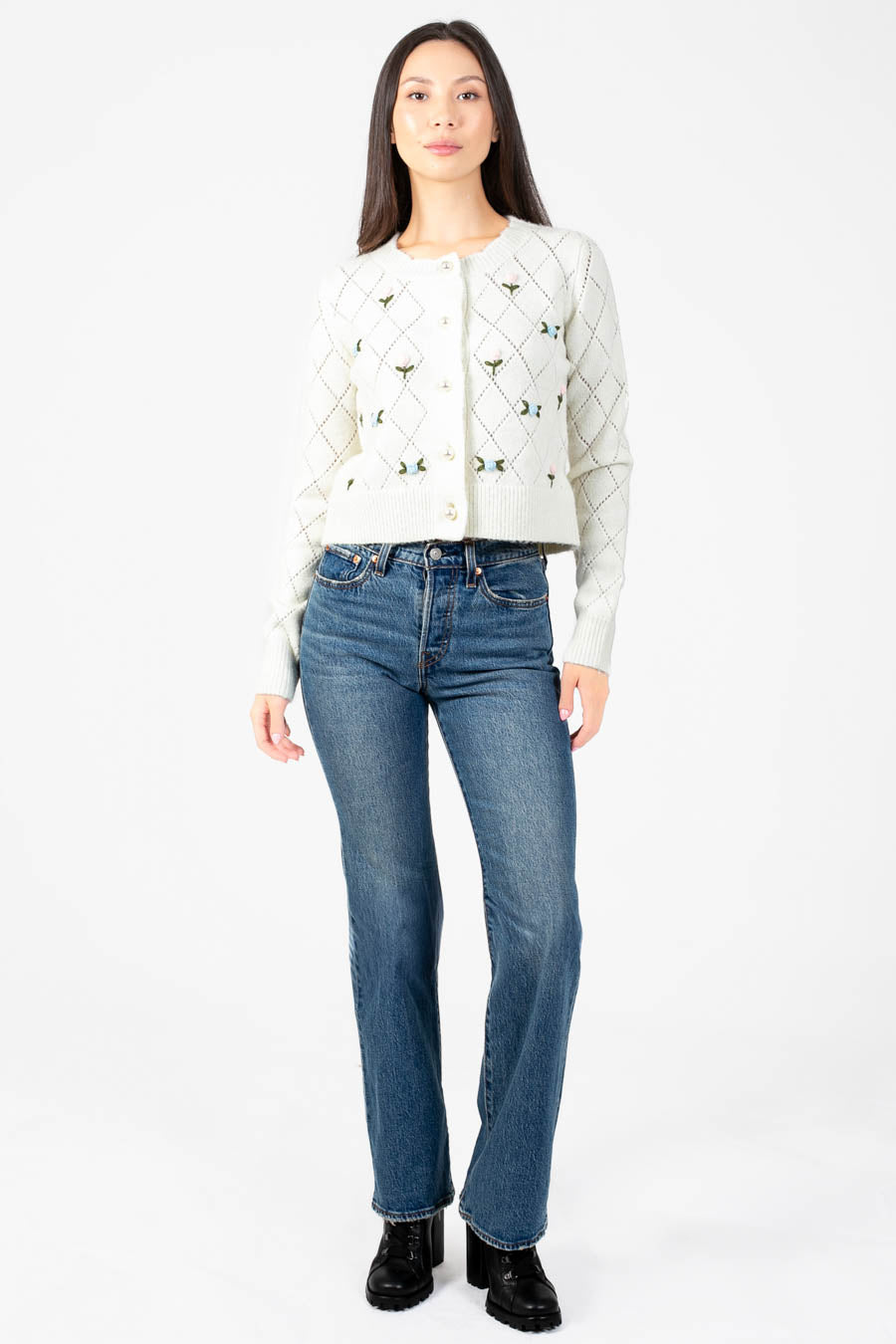 Lyla + Luxe® Lacey Rose Cardigan - honey