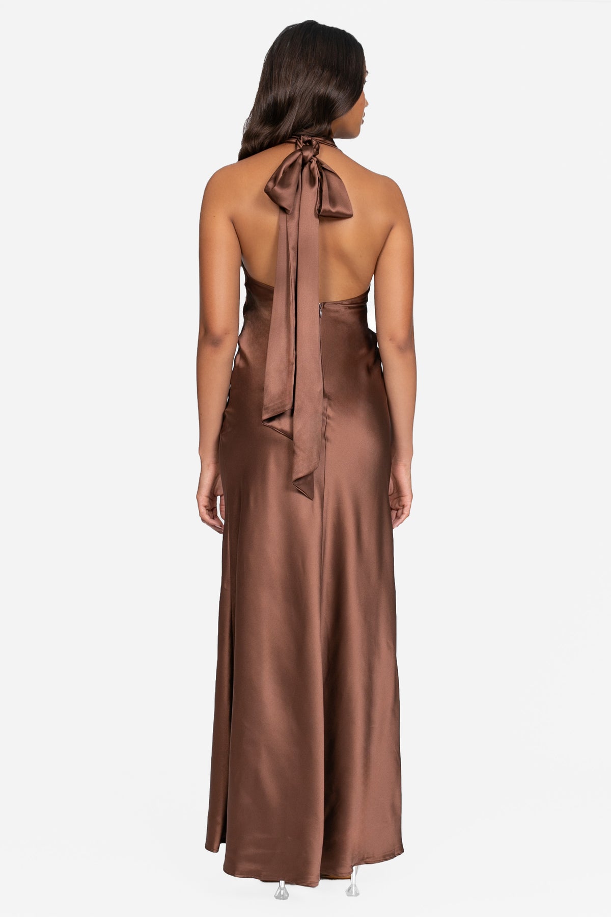 Sabine Cowl Neck Satin Maxi Dress