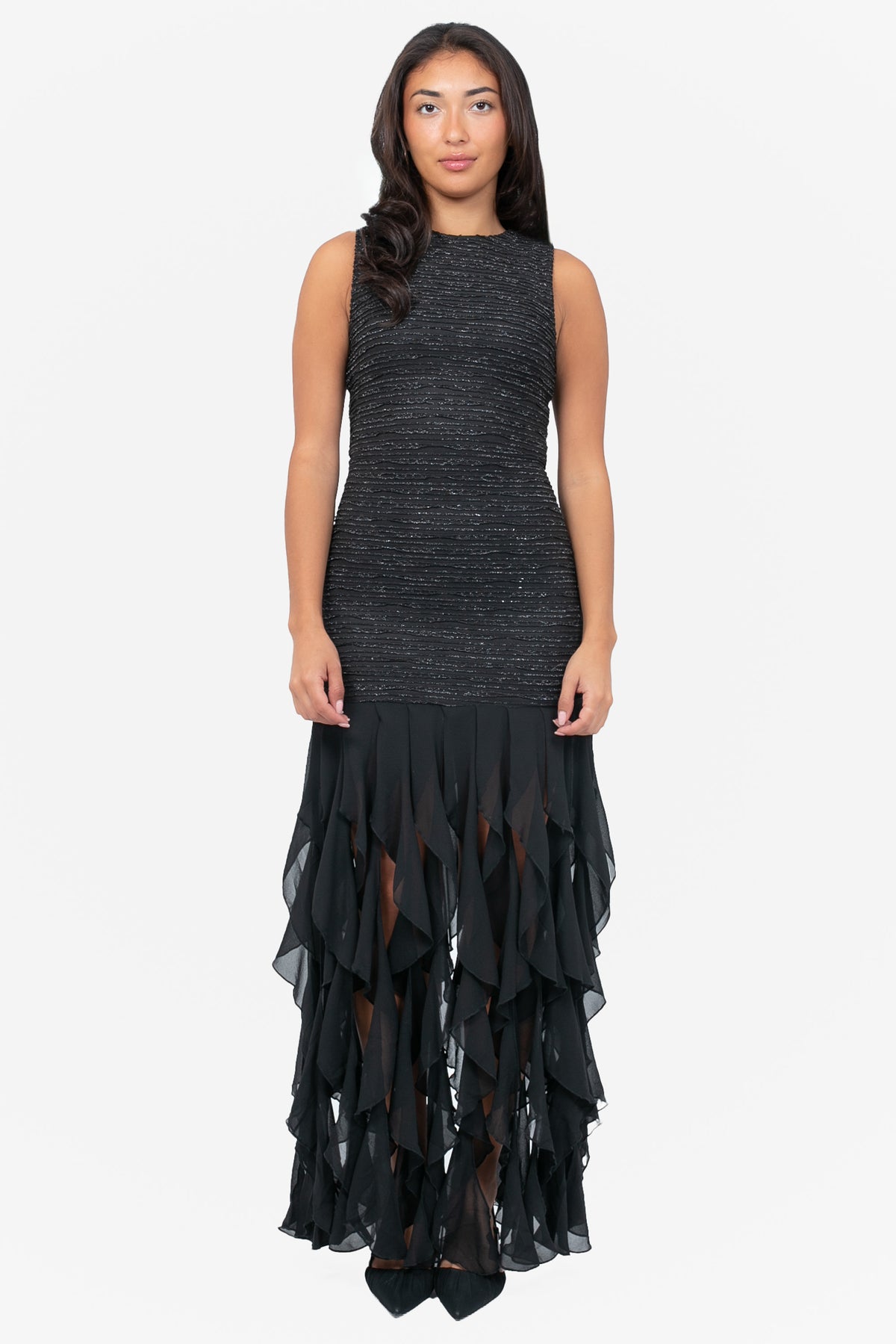 Katerina Crochet Ruffle Maxi Dress