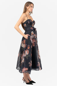 Cassia Corset Floral Midi Dress