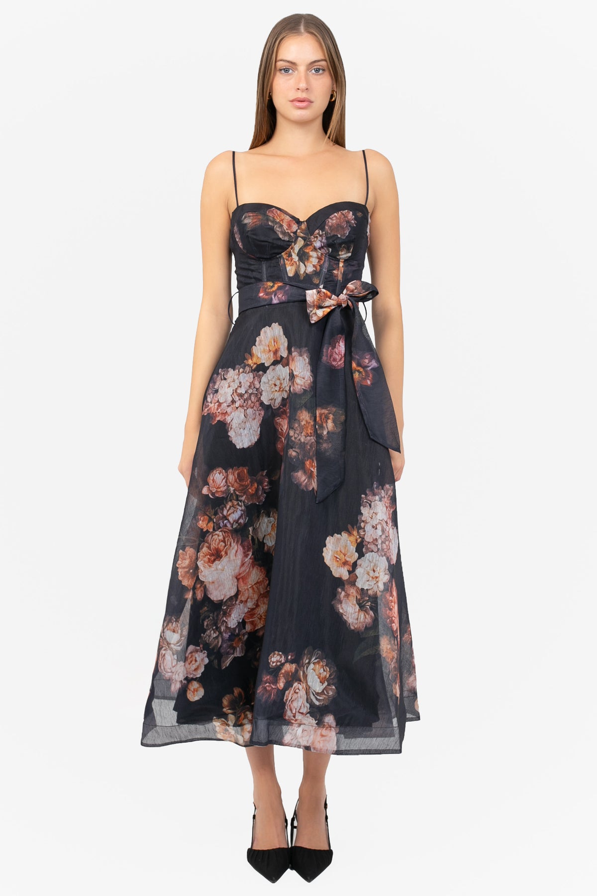 Cassia Corset Floral Midi Dress